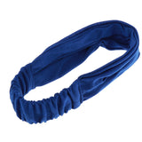 Womens Cotton Elastic Turban Headwrap Widened Hairband Headwear Royalblue