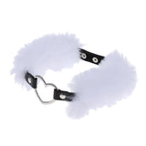 Maxbell Adjustable Plush Leather Heart-shape Choker Collar Adult Flirt Sex Toy White