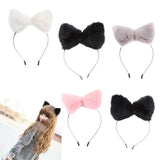 Womens Cat Ears Hairband Anime Cosplay Hairband Halloween Hairhoop Black