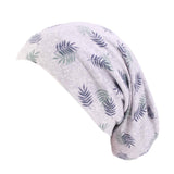 Women Printed Chemo Hat Cotton Night Cap Sleep Hat Hair Care Bonnet Gray