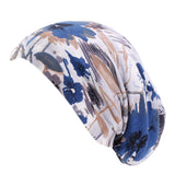 Double Layer Satin Turban Head Wrap Nightcap Hair Loss Chemo Hat Navy