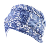 Women Cotton Bandana Elastic Turban Beanie Chemo Hair Loss Hat Royal Blue
