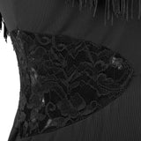 Max Latin Tassel Dance Dress Fringe Stage Performance Costume Dancewear Black M