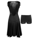 Max Latin Tassel Dance Dress Fringe Stage Performance Costume Dancewear Black XL