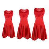Max Latin Tassel Dance Dress Fringe Stage Performance Costume Dancewear Red M