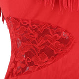 Max Latin Tassel Dance Dress Fringe Stage Performance Costume Dancewear Red M