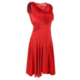 Max Latin Tassel Dance Dress Fringe Stage Performance Costume Dancewear Red M