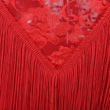 Max Latin Tassel Dance Dress Fringe Stage Performance Costume Dancewear Red M