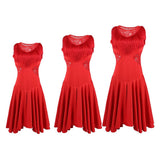 Max Latin Tassel Dance Dress Fringe Stage Performance Costume Dancewear Red M