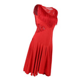Max Latin Tassel Dance Dress Fringe Stage Performance Costume Dancewear Red L