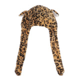Plush Leopard Ear Hat Ear Moving Jumping Cap for Adults Kids Cosplay Costume