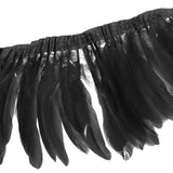 Maxbell 200cm Feather Fringe Trim for Craft Costume Sewing Dress Decor Black