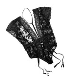 Maxbell Womens Floral Lace V Neck Bodysuit Lingerie with Garter Belts Sleepwear XL