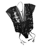 Maxbell Womens Floral Lace V Neck Bodysuit Lingerie with Garter Belts Sleepwear XL