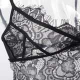 Maxbell Women Sexy Lace Bra Panty Lingerie Sleepwear Babydoll Bodysuits M  Black