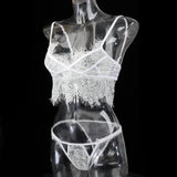 Maxbell Women Sexy Lace Bra Panty Lingerie Sleepwear Babydoll Bodysuits L White