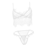 Maxbell Women Sexy Lace Bra Panty Lingerie Sleepwear Babydoll Bodysuits L White