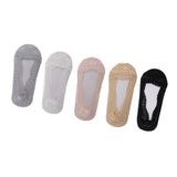 2 Pairs Fashion Womens Lace Antiskid Invisible No Show Low Cut Socks Gray