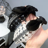 Bow Headband Lace Bowknot Hair Band Hair Hoop Women Fashion Headdress Black