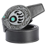 Mens Western Bohemian Indian Buckle Native America Jeans Waist Belt Black 3