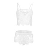 Max Women Sexy Lace Vest Crop Top Panty Lingerie Sleepwear Babydoll Bodysuits L