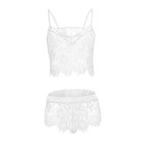 Max Women Sexy Lace Vest Crop Top Panty Lingerie Sleepwear Babydoll Bodysuits L