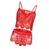 Maxbell Women Sexy Lace V Neck Cami Top Panty Lingerie Sleepwear Nightwear Set Red S