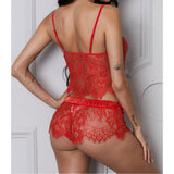 Maxbell Women Sexy Lace V Neck Cami Top Panty Lingerie Sleepwear Nightwear Set Red S