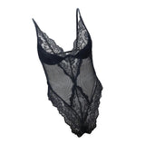 Maxbell Spaghetti Strap Sheer Mesh Lace Bodysuit L