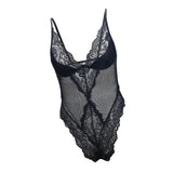 Maxbell Spaghetti Strap Sheer Mesh Lace Bodysuit L