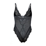 Maxbell Spaghetti Strap Sheer Mesh Lace Bodysuit L