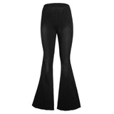 Max Women Vintage Flared Trousers High Waist Denim Bell Bottom Jeans Black XL