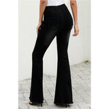 Max Women Vintage Flared Trousers High Waist Denim Bell Bottom Jeans Black XL