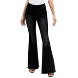 Max Women Vintage Flared Trousers High Waist Denim Bell Bottom Jeans Black XL