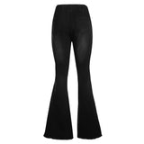 Max Women Vintage Flared Trousers High Waist Denim Bell Bottom Jeans Black XL