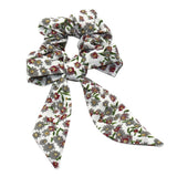 Max Womens Bowknot Hair Scrunchies Floral Scrunchie Scarf Hair Ties White