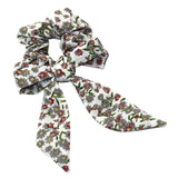 Max Womens Bowknot Hair Scrunchies Floral Scrunchie Scarf Hair Ties White