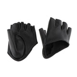 Women PU Leather Half Palm Half Finger Gloves for Pole Dancing Show Black