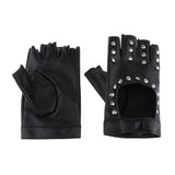 Rivets Gloves Half Finger Gloves Black Hollow out Driving Fingerless Gloves