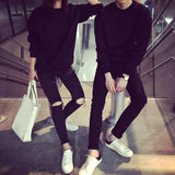 Max Fashion Long Sleeve Crewneck Sweatshirt Unisex Pullover Hoodie Dark Blue XL