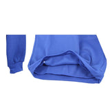 Blue Solid Round Neck Long Sleeve Fleece Sweatshirts Unisex Loose Top 2XL