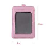 Max 2-Sided Vertical Pu Leather Badge Card Holder Neck Strap Lanyard Pink