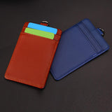 Max 2-Sided Vertical Pu Leather Badge Card Holder Neck Strap Lanyard Rose Red