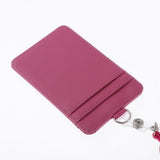 Max 2-Sided Vertical Pu Leather Badge Card Holder Neck Strap Lanyard Rose Red