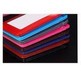 Max 2-Sided Vertical Pu Leather Badge Card Holder Neck Strap Lanyard Rose Red