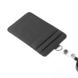 Max 2-Sided Vertical Pu Leather Badge Card Holder Neck Strap Lanyard Black 2