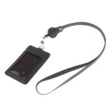 Max 2-Sided Vertical Pu Leather Badge Card Holder Neck Strap Lanyard Black 2