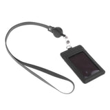 Max 2-Sided Vertical Pu Leather Badge Card Holder Neck Strap Lanyard Black 2