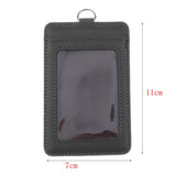 Max 2-Sided Vertical Pu Leather Badge Card Holder Neck Strap Lanyard Black 2