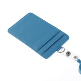 Max 2-Sided Vertical Pu Leather Badge Card Holder Neck Strap Lanyard Blue
